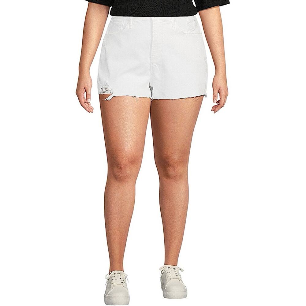 NWT Good American Good 90s White Denim Frayed Hem Jean Shorts Size 20 Retail $99